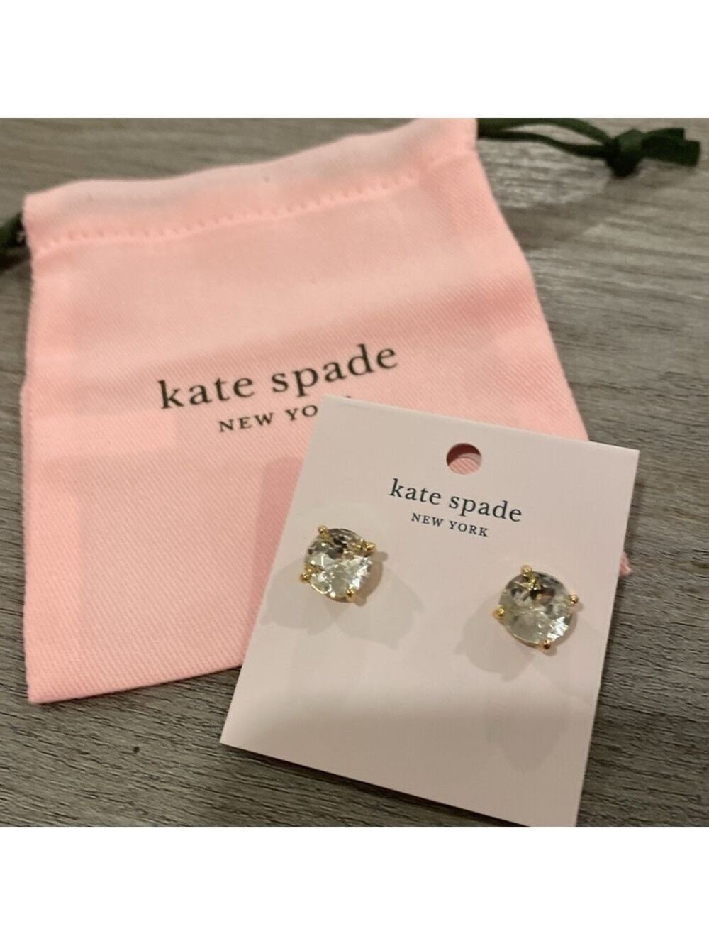 Kate Spade Gumdrop clear and Goldtone pierced stud earrings